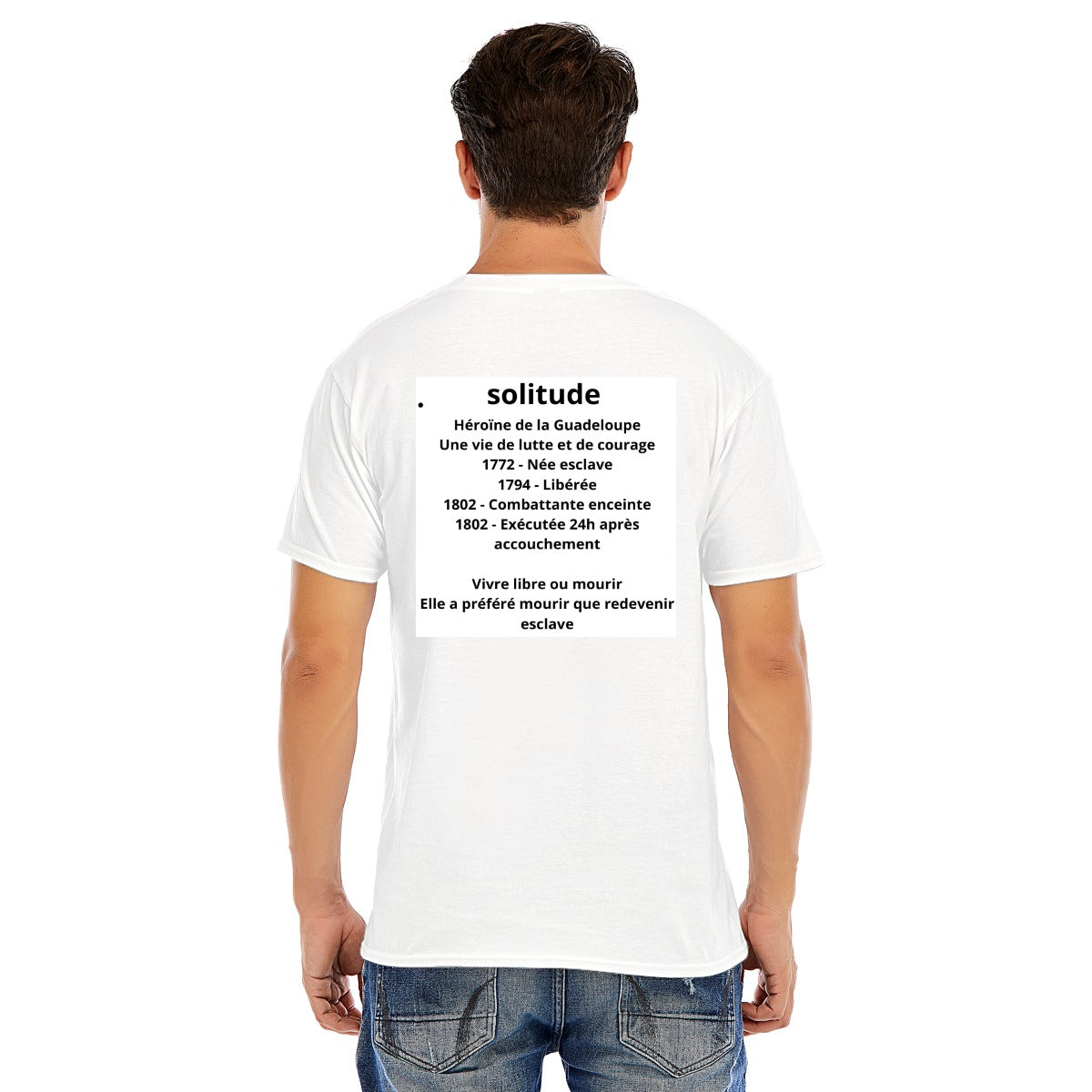 ✊🏾 T-shirt SOLITUDE  blanc - Héroïne Guadeloupe 1802