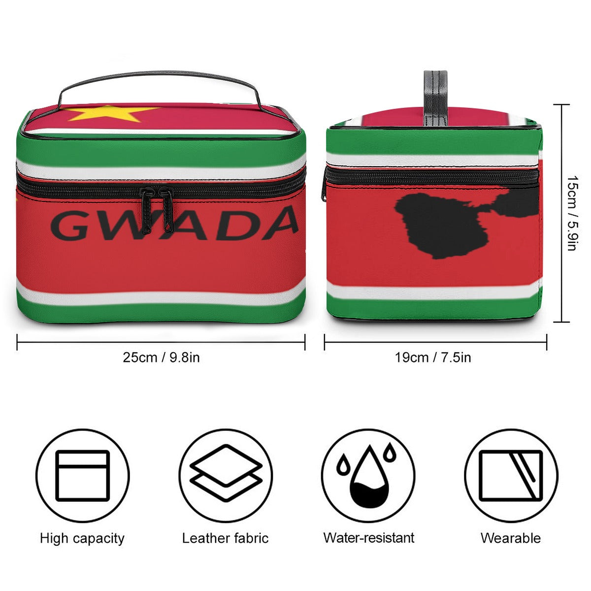 💼 Trousse de Toilette GWADA - Grande Capacité Voyage | Drapeau Guadeloupe