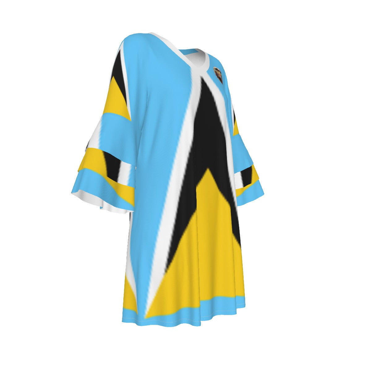 Robe Fluide Sainte-Lucie - Design Drapeau National Caraïbes