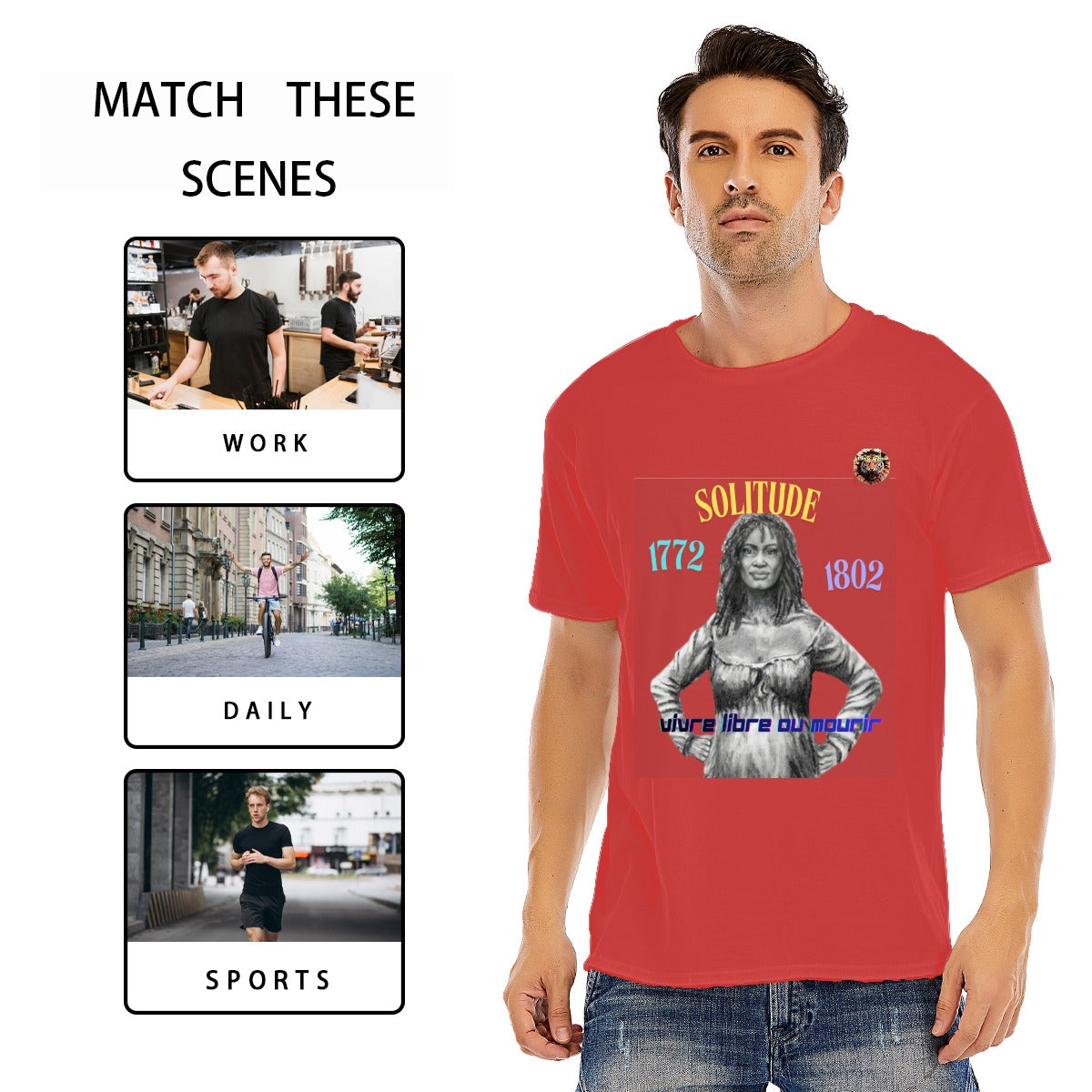 ✊🏾 T-shirt SOLITUDE Rouge- Héroïne Guadeloupe 1802