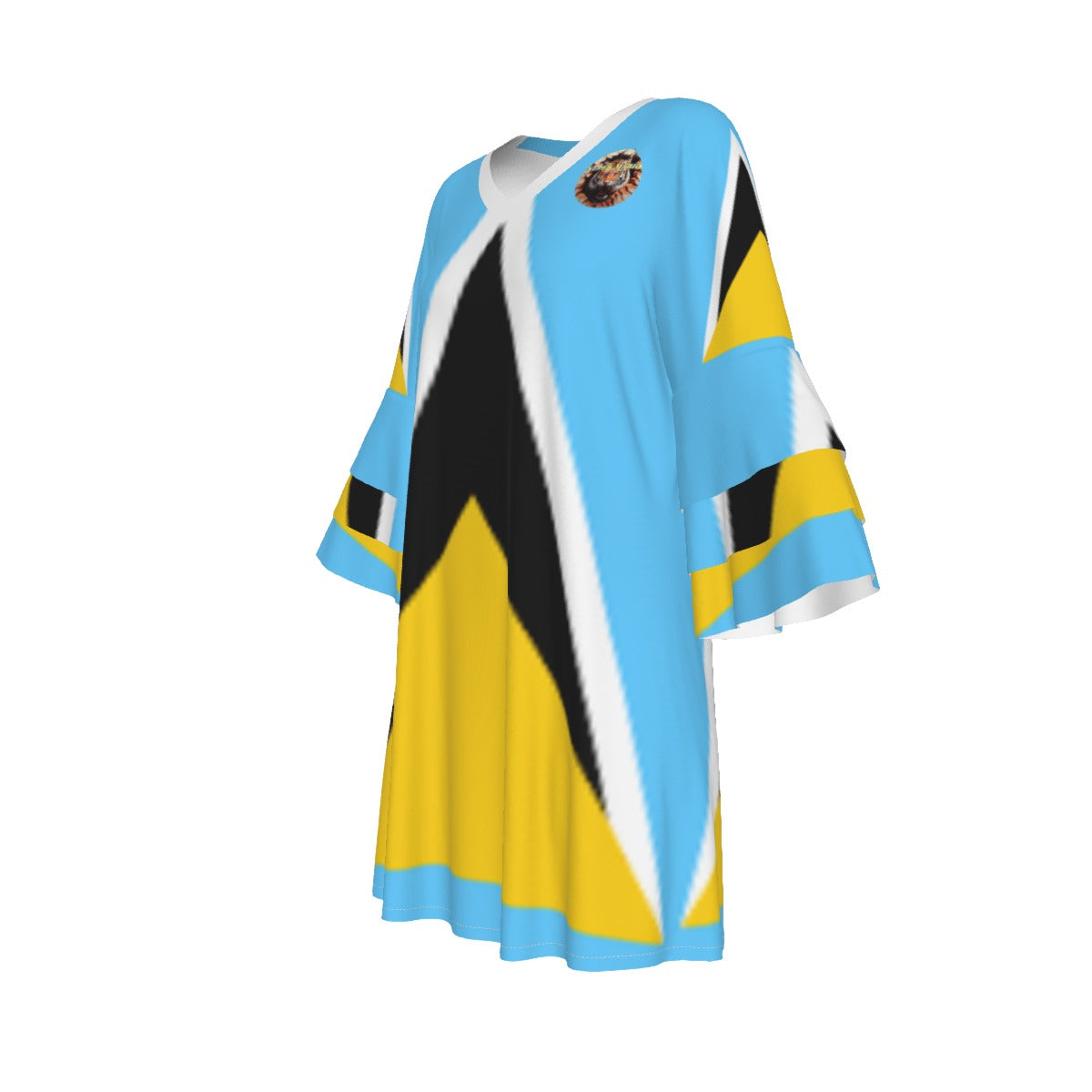 Robe Fluide Sainte-Lucie - Design Drapeau National Caraïbes